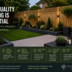 New timber fence surrounding a modern landscaped garden