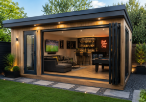 garden office with concrete base and electrics